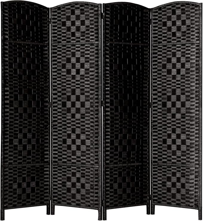 Rose Home Fashion 6 ft Tall Room Divider, Room Dividers and Folding Privacy Screens, 15.7in Privacy Screen 4 Panel Partition Temporary Wall Separation for Private, Black