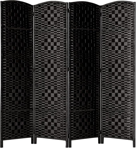 Rose Home Fashion 6 ft Tall Room Divider, Room Dividers and Folding Privacy Screens, 15.7in Privacy Screen 4 Panel Partition Temporary Wall Separation for Private, Black
