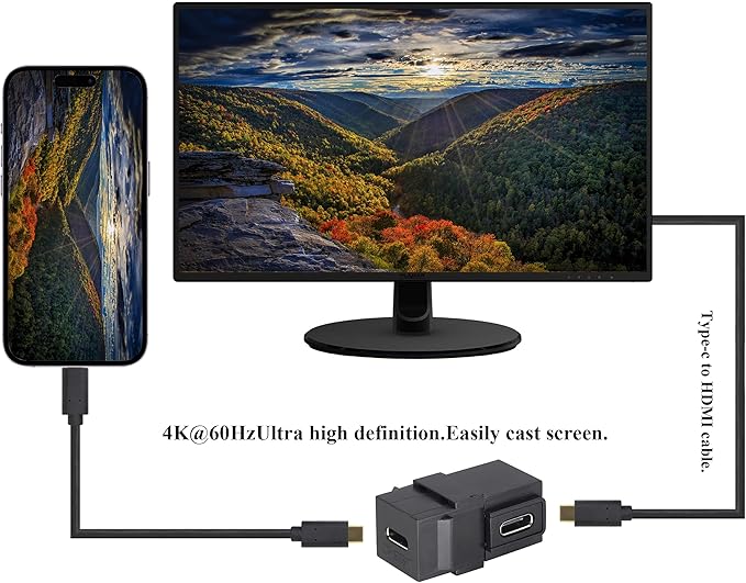 90 Degree USB C 3.1 Keystone Insert Jack Connector Right Angled USB 3.1 Type-C Female to Female Keystone Insert Socket Adapter Coupler for Wall Plate Outlet Panel (90 Degree/Black/2 Pack)
