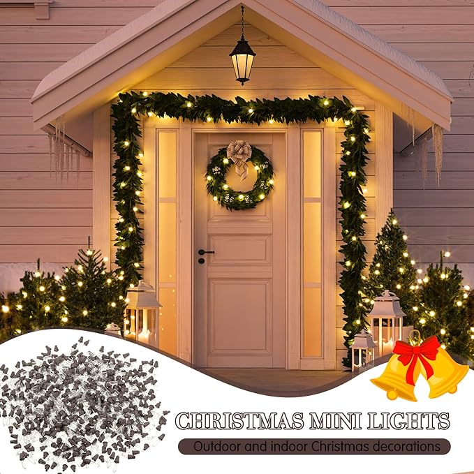 Mudder 60Count 2.5V Christmas 50/100/150/200 Count Mini Incandescent Wire String Lights Replacement Bulbs Indoor/Outdoor Christmas Lights Decor for Home Xmas Tree (Brown Base with Warm White Bulb)