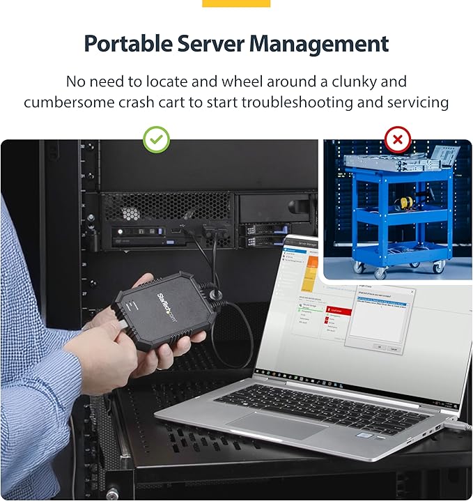 StarTech.com Rugged Laptop Crash Cart Adapter, USB/VGA KVM Console, File Transfer & Video Capture, Windows/Linux/MacOS - TAA