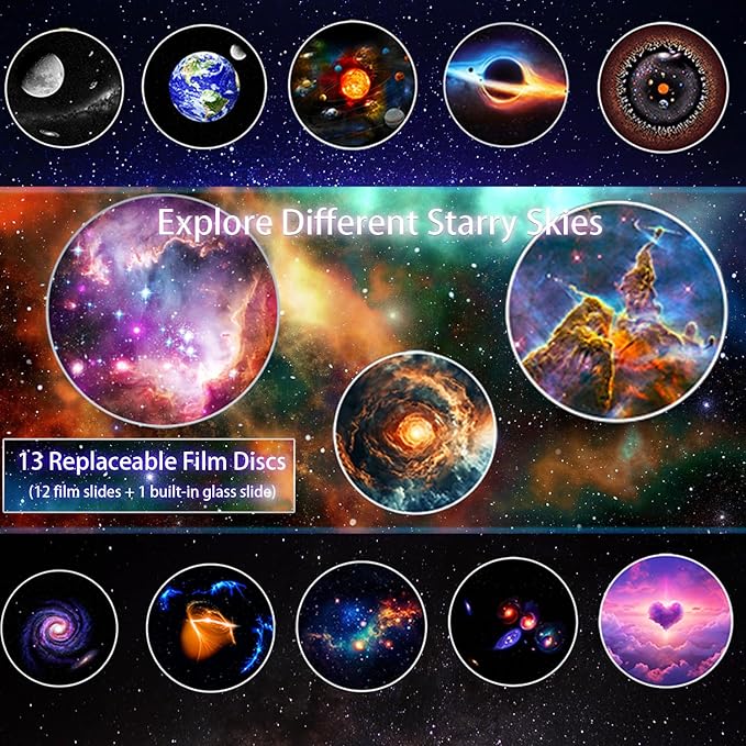 [Pro 2025] Planetarium Projector with Brighter Wider Projection, 13 in 1 Star Projector Galaxy Light with Starry Night Sky Space Nebula Solar System Constellation Moon for Bedroom Ceiling Room Decor