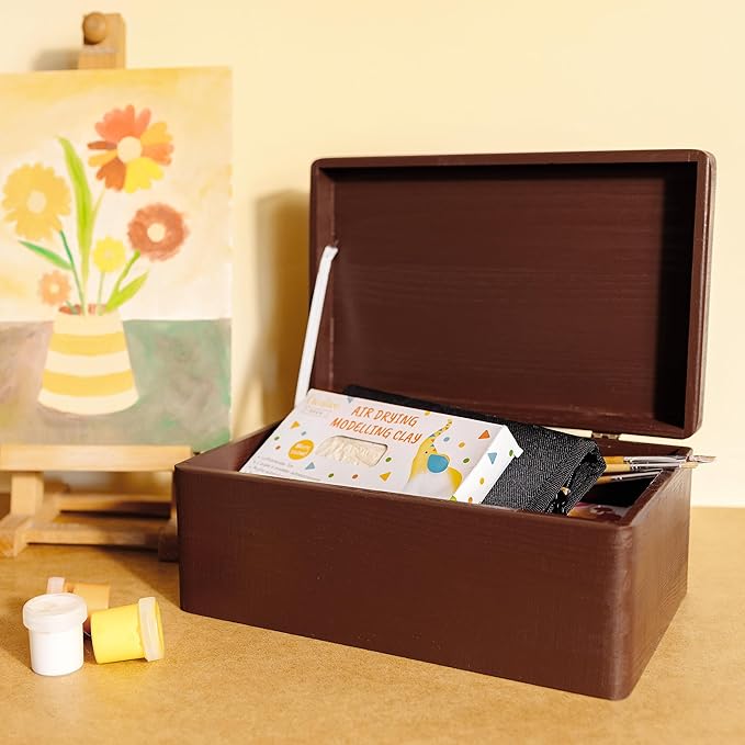 Large Brown Wooden Box Storage with Hinged Lid | 11.8 x 7.87 x 5.51 inches (+-0.5) | Gift Box Kitchen Storage | Product NOT Intended for 15 Years OR Below