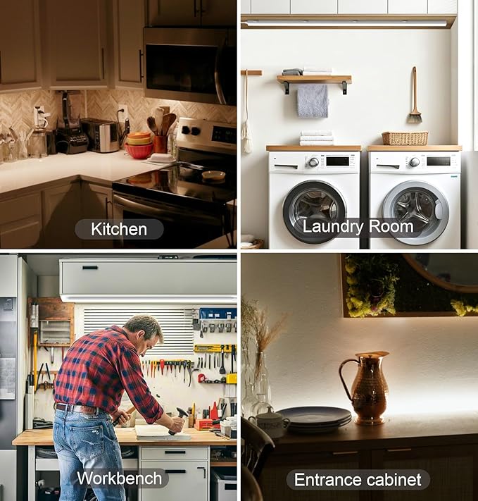 Under Cabinet Lighting Plug in, 32 Inch 1 Pc, Linkable AC120V 3CCT 3000K/4000K/5000K Ultra Slim, LED Under Cabinet Lights for Counter Light, Kitchen, Shelf, Sink, Workshop, Desk, Bronze