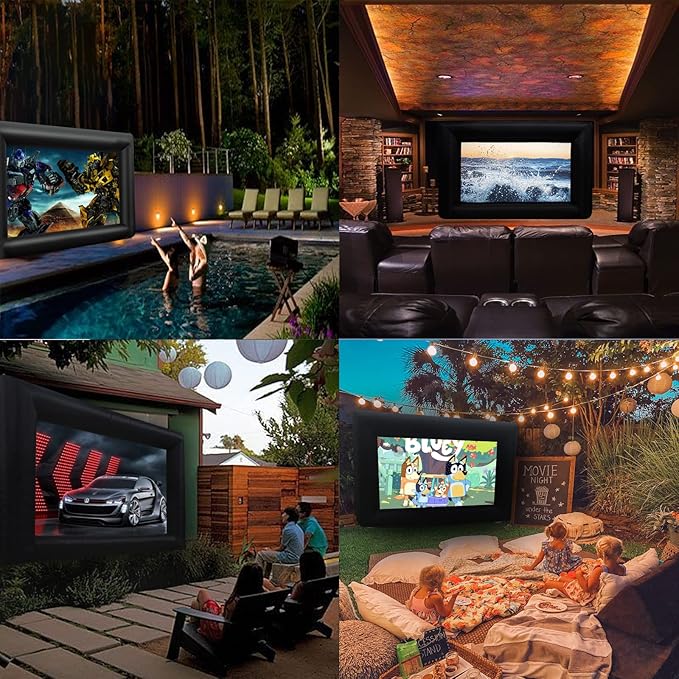 18ft Inflatable Movie Projector Screen, Outdoor Projector Screen, Front/Rear Projection, Including Blower, Pedestal, Straps and Storage Bag