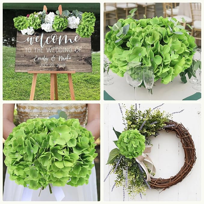 AVIVIHO 65 PCS Green Hydrangea Artificial Flowers Bulk Realistic Fake Hydrangeas Silk Flowers with Stems for Home Weddings,Centerpieces,Party Arch Backdrop Decor DIY Florals Decorations