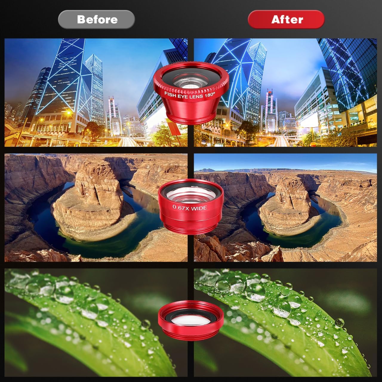 External Lens for Mobile Phone 3-in-1 Fisheye Macro Wide Angle Lens with Clip for iPhone and Smartphones
