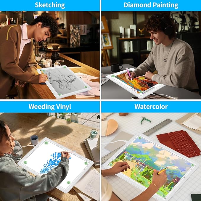 Phylosal Magnetic A3 Light Pad, Super Bright Light Box with Side Button, Diamond Art Light Board, Lightbox for Tracing and Drawing, USB Power Artcraft Light Table for Sketching, Weeding Vinyl (White)