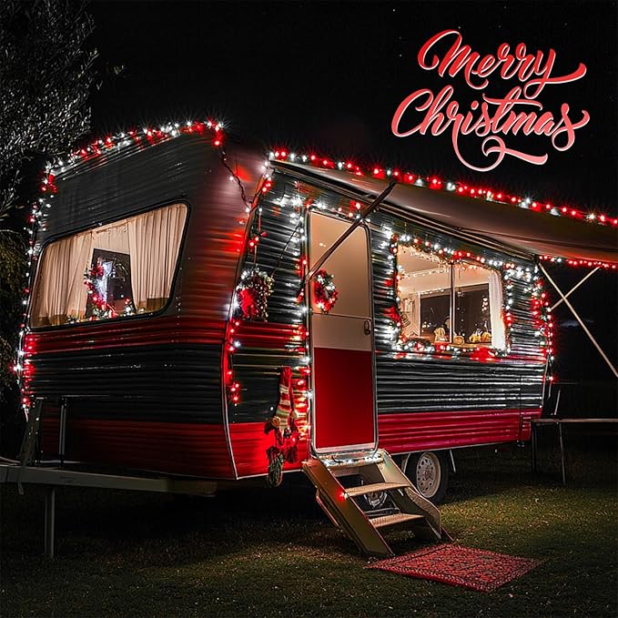 JMEXSUSS 4 Pack 50 LED Fairy Lights Battery Operated, 16.1ft Waterproof Red & White Twinkle Christmas Lights for Gifts Party Wedding Indoor Outdoor Decorations