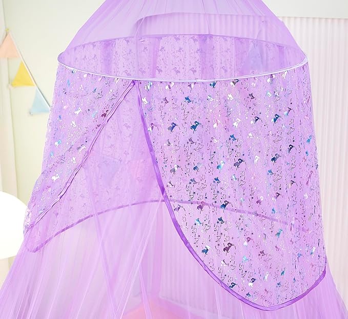 Unicorn Bed Canopy for Girls,Bed Canopy with Lights,Canopy for Girls Room Decor, Canopy for Twin to King Size