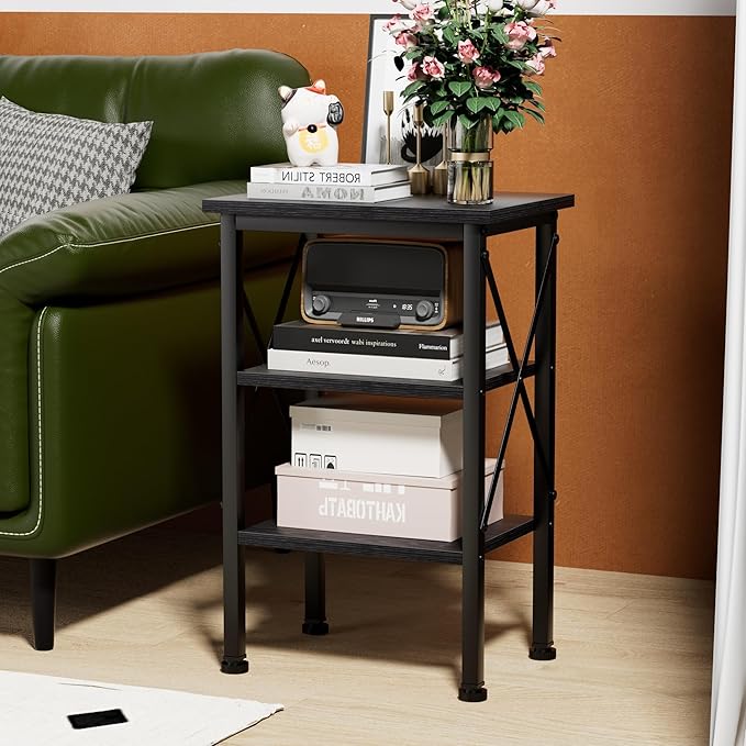 VECELO Modern Nightstands X-Design Side End Table Night Stand with Storage Shelf for Bedroom,Living Room