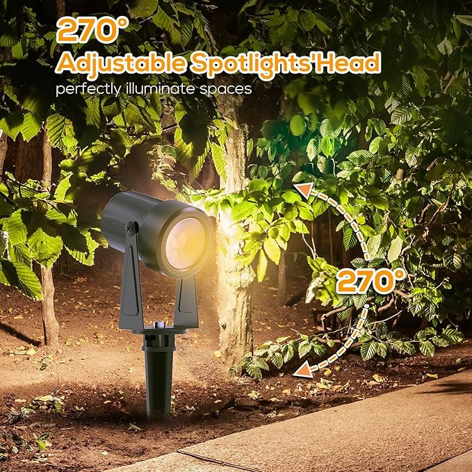 SUNTHIN Outdoor Landscape Lighting with Remote, RGBW Color Changing Spot Uplights, 8 Pack