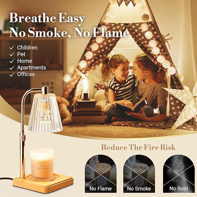 Marycele Candle Warmer Lamp with Timer Dimmer, Christmas Birthday Gifts for Mom Women Sister Her, House Warming Gifts, Thanksgiving Decorations for Office Room Home Decor, Clear Adjustable Wax Warmer