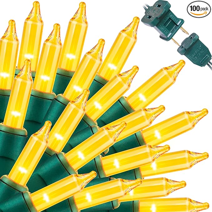 LAMPHOME Christmas String Light,100 Count Incandescent Mini String Light for Indoor & Outdoor Use (Yellow)