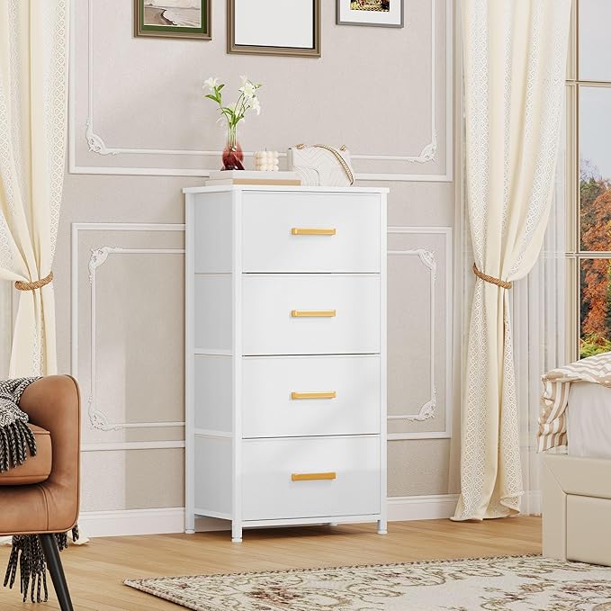 DWVO Dresser with 4 Drawers - Fabric Storage Tower, Organizer Unit for Living Room, Hallway, Closets