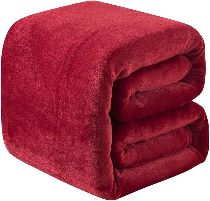 Fleece Queen Size Summer Blanket All Season 350GSM Lightweight Throw for The Bed Extra Soft Brush Fabric Winter Warm Sofa Blanket 90" x 90"(Red Queen)