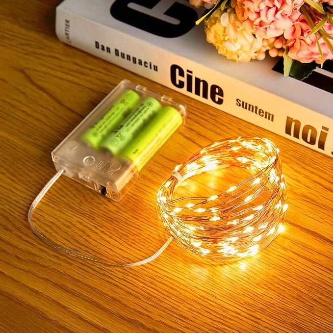 Minetom Fairy String Lights, 33Ft 100 LED Mini Battery Operated Fairy Lights Copper Wire Twinkle Lights Mason Jar Lights, Waterproof Starry Firefly Lights for Party Wedding Christmas Decor