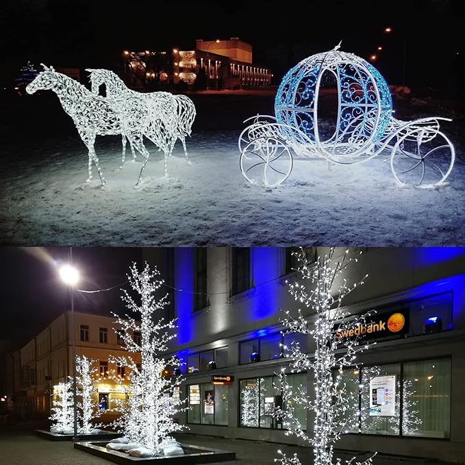 String Lights, 42ft Battery Operated String Lights, 120 Led IP65 Waterproof Outdoor Fairy Light with Timer 8 Modes for Bedroom,Garden,Party,Xmas Tree Indoor Outdoor Decorations, Cool White