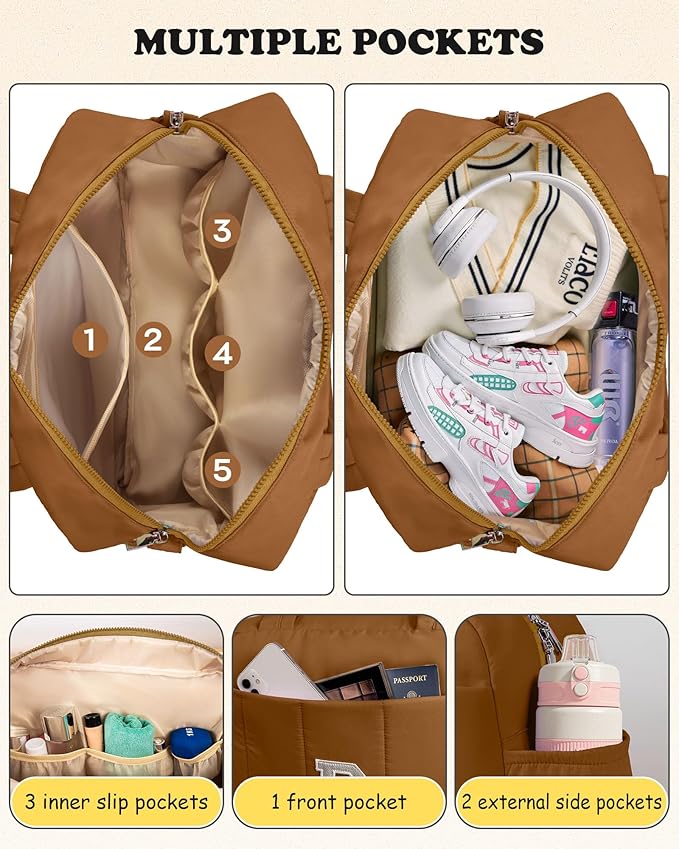 Duffle Bag with Letter, Carry On Bags for Women，Overnight Bag with Wet Pocket，Lightweight Travel Bags Personalized Gym Tote with Makeup Pouch-Daughter Birthday Gift