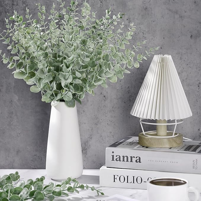 100 Pcs Eucalyptus Stems Faux Greenery Artificial Eucalyptus Leaves Eucalyptus Decor Greenery Stems Faux Greenery Branches for Wedding Centerpiece Flowers Bouquet Farmhouse Home Decor (Light Green)