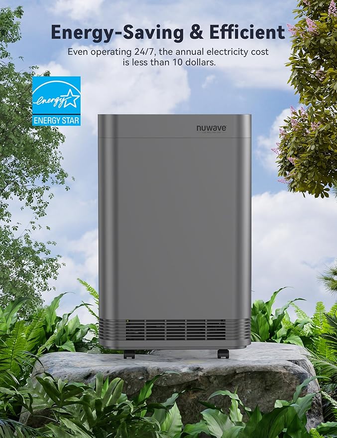 Nuwave Whole House Air Purifiers, Oxypure Smart Air Purifier with 5 Stage Tower Structure Air Filter, Air Quality & Odor Sensors, Sleep Mode for Bedroom, Remove 99.99% of Dust, Smoke, Pollen, Allergen
