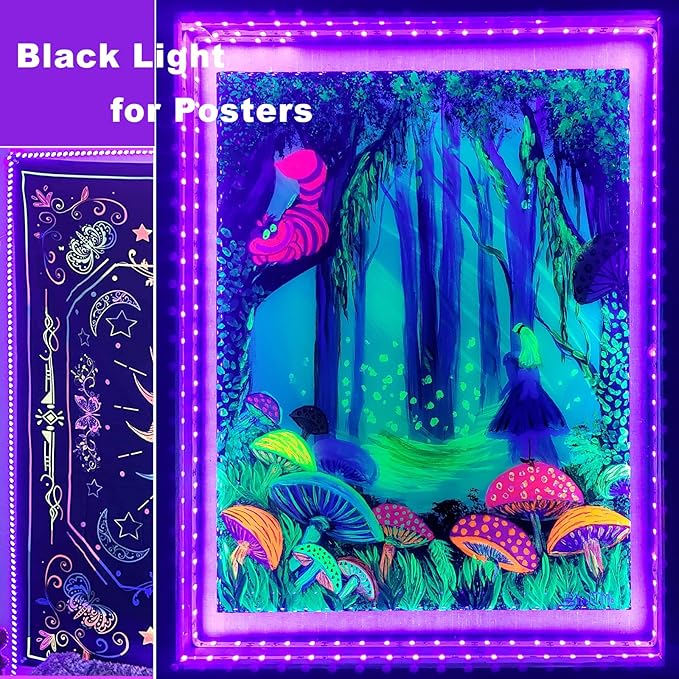 6.6ft Black Light LED Strips, 120 Lamp Beads, USB Cable 1.5m LED Black Light Strip Kit, DC5V 10W Flexible Blacklight strip lights, Non-Waterproof UV Light Strip for Indoor, TV Decor, Party, Halloween