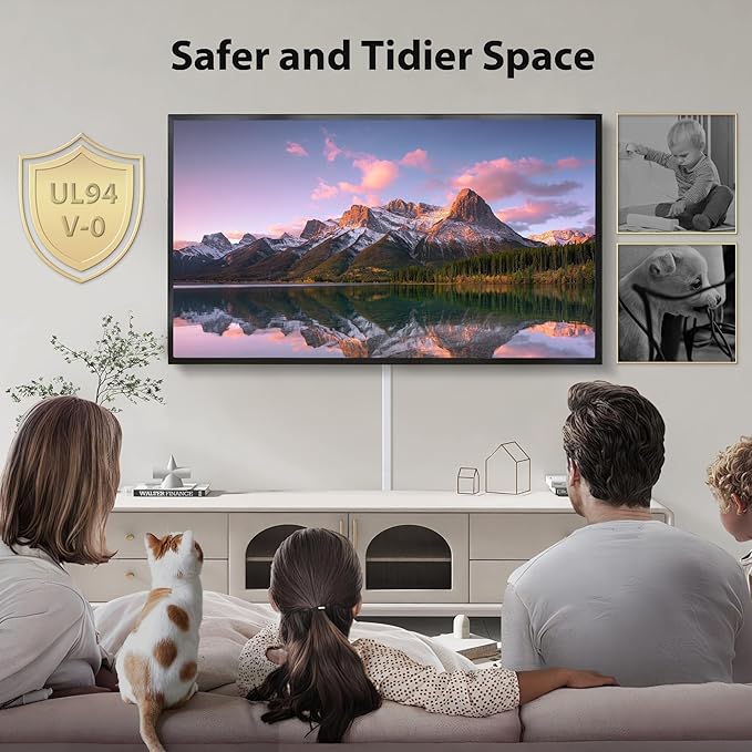 ZhiYo Large Wire Hiders for TV on Wall for 3-4 Cords - 66in (4xL16.5in) PVC Cable Cover Kit with Pre-Applied Adhesive Tape, Ideal for Wall Mounted TVs Home Office, W1.2in x H0.7in White