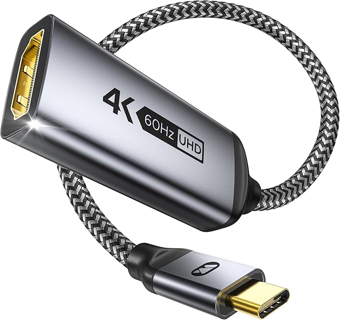 Warrky USB C to HDMI Adapter 4K 60Hz,【HDMI 2.0, HDR Stable Image Delivery】 Braided Type C to HDMI Adapter, Thunderbolt 3/4 Compatible with iPhone 15 Series, MacBook Pro/Air, iPad Pro, Galaxy, XPS