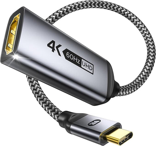 Warrky USB C to HDMI Adapter 4K 60Hz,【HDMI 2.0, HDR Stable Image Delivery】 Braided Type C to HDMI Adapter, Thunderbolt 3/4 Compatible with iPhone 15 Series, MacBook Pro/Air, iPad Pro, Galaxy, XPS