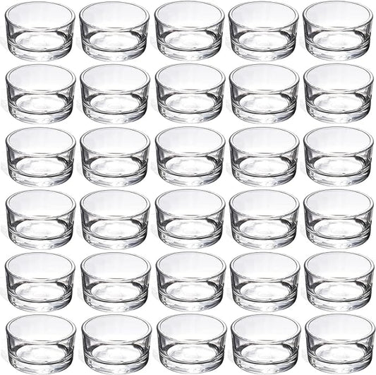 GOLDEAL 30 PCS Small Clear Glass Tealight Candle Holders,Tealight Holders Bulk Use for Weddings Parties Dinner,for 1.5" Tealight. as Well as Candle Mould…
