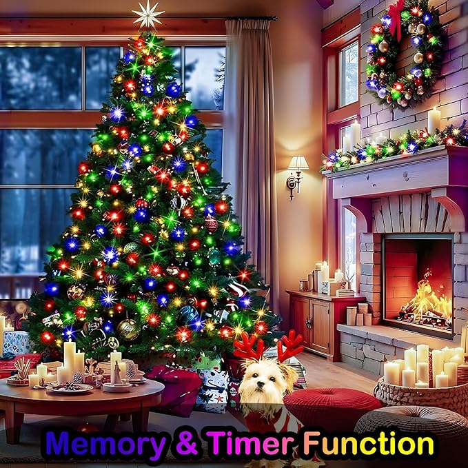 Decute 500LED 164FT Fairy String Lights Christmas Lights Green Copper Wire with Remote, Firefly Starry Light for DIY Christmas Tree Costume Wedding Party Table Centerpiece Decor Multicolor