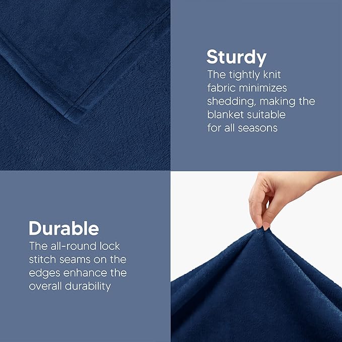 Utopia Bedding Fleece Blanket Throw Size Navy 300GSM Luxury Anti-Static Fuzzy Soft Microfiber Blanket for Couch, Sofa and Bed (60x50 Inch)