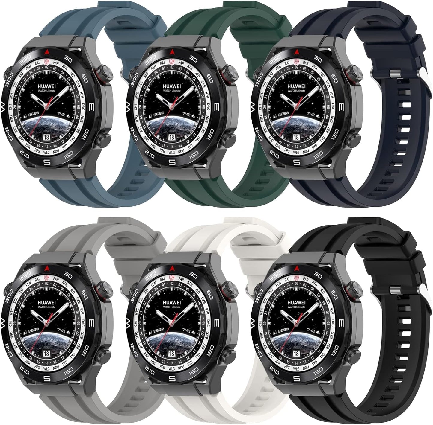 FitTurn 22mm Soft Silicone Bands for Huawei Watch 3/3 Pro/GT2 Pro/GT3 Pro, Replacement Strap for Men Women