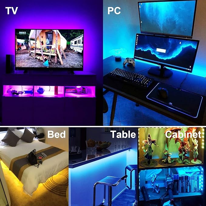 Tv Led Backlight,Maylit 14.3ft Led Strip Lights for 65-75in Tv,USB Powered Tv Lights kit with Remote,RGB Bias Lighting for Room Decor