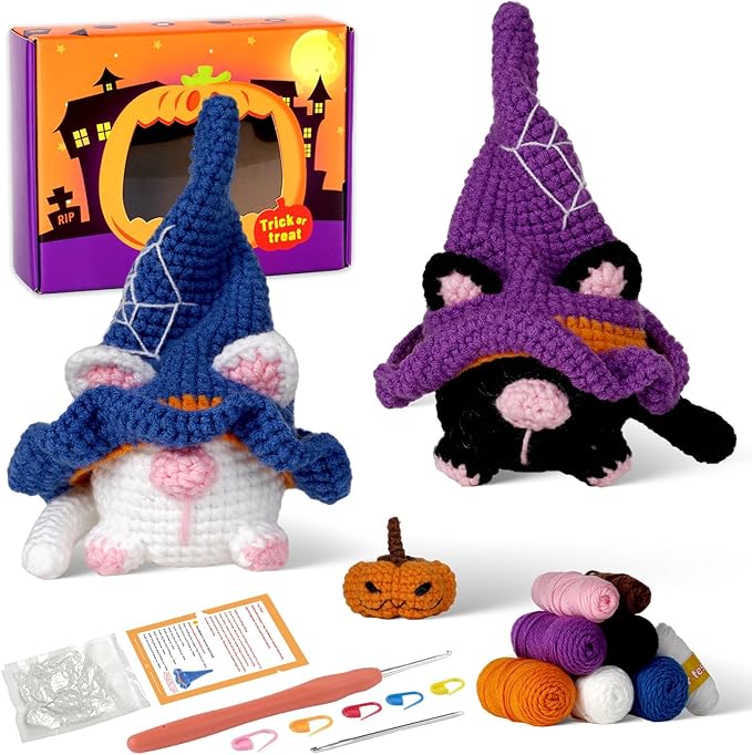 Wizardi Amigurumi DIY Crochet Kit - Halloween Cat F07N8-M210