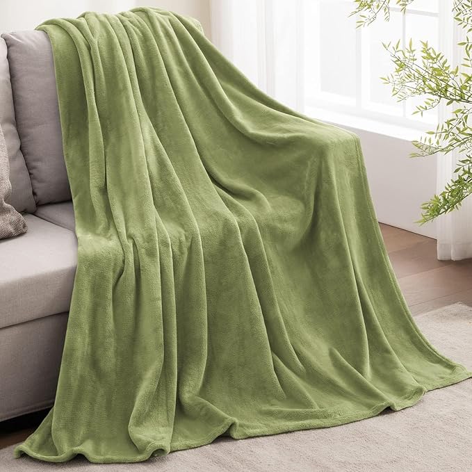 BEDELITE Fleece Blanket Twin Size Sage Green Throw Blanket for Couch & Bed, Luxury Plush Cozy Fuzzy Blanket 60x80 inches, Super Soft Warm Lightweight Throw Blanket for Travel Camping