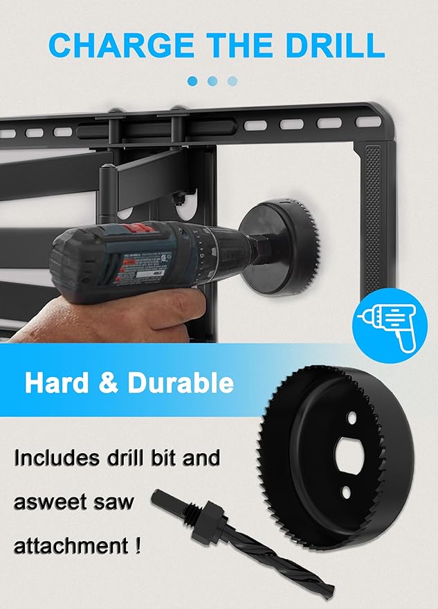 in Wall Cable Management Kit with Hole Saw Drill Attachment - Includes Power & Low Voltage Cord Management - Hide TV Wires for Wall-Mounted TVs