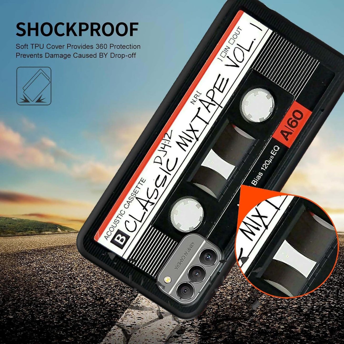 Retro Audio Cassette Pattern Case for Nokia G310 5G, Slim Soft TPU Silicone Rubber Shock-proof Cover