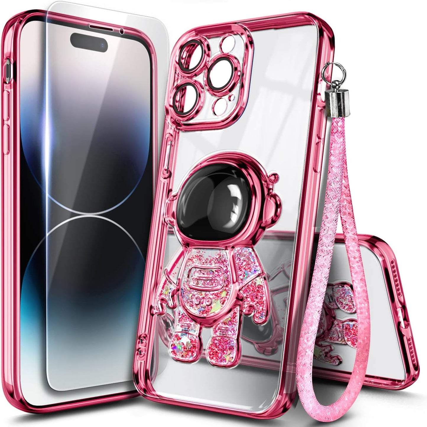 NGB Supremacy Liquid Floating Glitter Case for iPhone 11 Pro Max, 6.5 inch, Astronaut Rose Gold with Tempered Glass