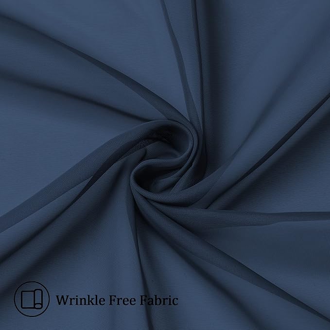 Aiyufeng Sheer Navy Blue Curtains 108 inch Length 2 Panels Set, Airy Soft-Touching Rod Pocket Voile Drapes for Living Room/Bedroom, Each 40W x 108L