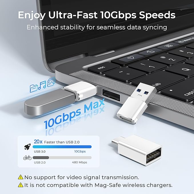 Basesailor USB to USB C Adapter with C Male to 3.0 Female Charger 4P,Thunderbolt 4 OTG Converter for MacBook,iWatch 9 10 11,iPhone 17 16 15 14 13 Plus Pro Max Mini,Galaxy S26 S25 S24 S23 S22,iPad Air