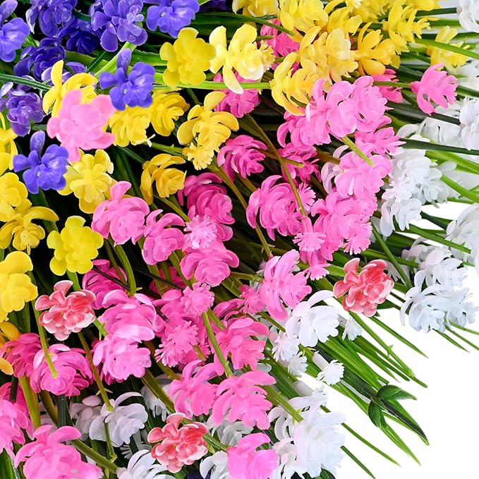 Artificial Flowers for Outdoors,20Bundles Artificial Plant UV Resistant Fake Flowers Greenery Shrubs Plants for Decoration Outdoor Plants Hanging Planter Home Garden Decor (Mix 2)