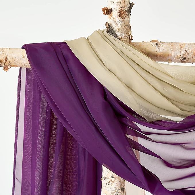 MIULEE Luxury Window Scarves for Party Ceremony Wedding Canopy Bed, Topper Window Treatment Swag Curtain Drapes, Sheer Curtain Scarf Valance for Window One Panel, 54 x 144 Inches Long, Plum Purple