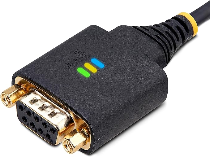 StarTech 6ft (2m) USB to Null Modem Serial Adapter Cable, COM Retention, FTDI, USB-A to RS232, LED Indicators, Changeable DB9 Screws Nuts
