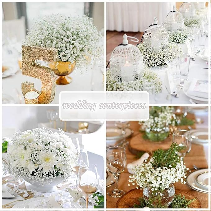 N&T NIETING Babys Breath Artificial Flowers Bulk White, 30Pcs Real Touch Faux Gypsophila Bouquets for Wedding Arch, Event Decor, Party Centerpieces, DIY Floral Arrangements, White