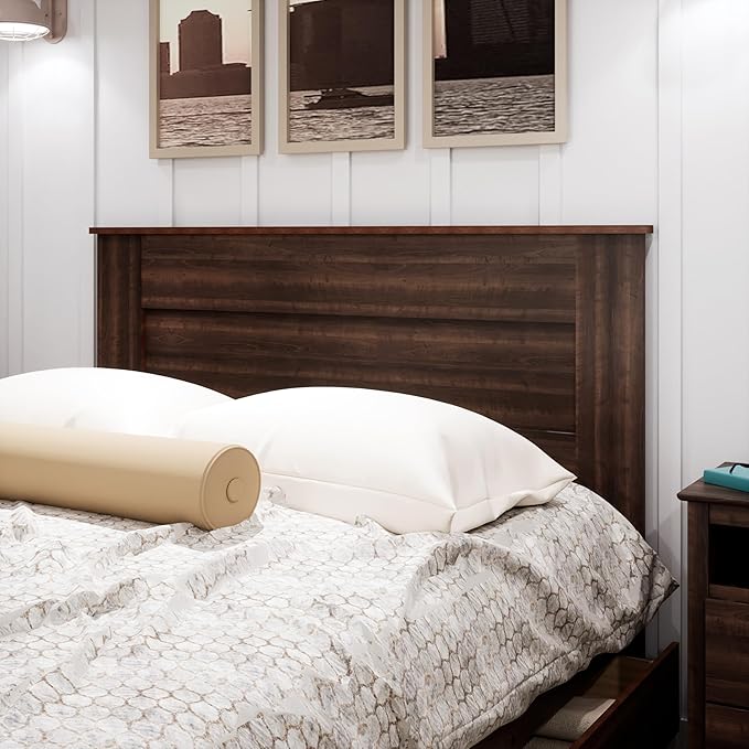 Prepac Stylish Flat Wood Panel Headboard for Queen Size Beds, Simplistic Wooden Queen Headboard 2.25" D x 64.5" W x 48" H, Espresso, EHFQ-1301-1