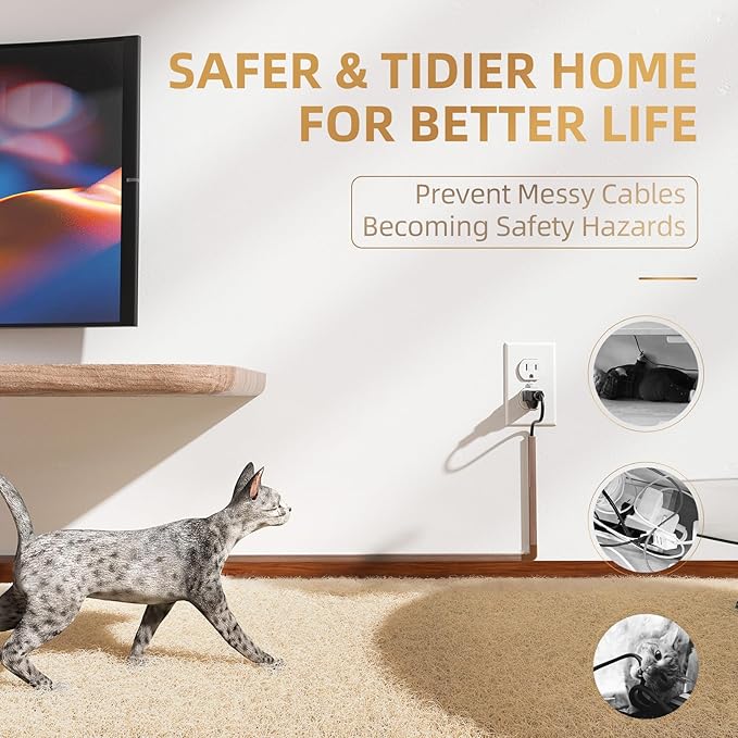 Delamu Cord Hider, 85in Cord Covers for 2-3 Wires on Wall, Self-Adhesive Cable Hider, PVC Wire Hiders Wire Covers for TV Cords on Wall, Easy Mount Cable Cover Raceway Kit, W0.95 H0.55in, Cherrywood