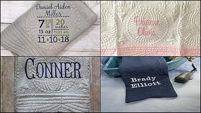 Personalized Baby Blanket Baby Quilt Monogrammed Blankets for Boys and Girls Embroidered Baby Gifts Plaque2