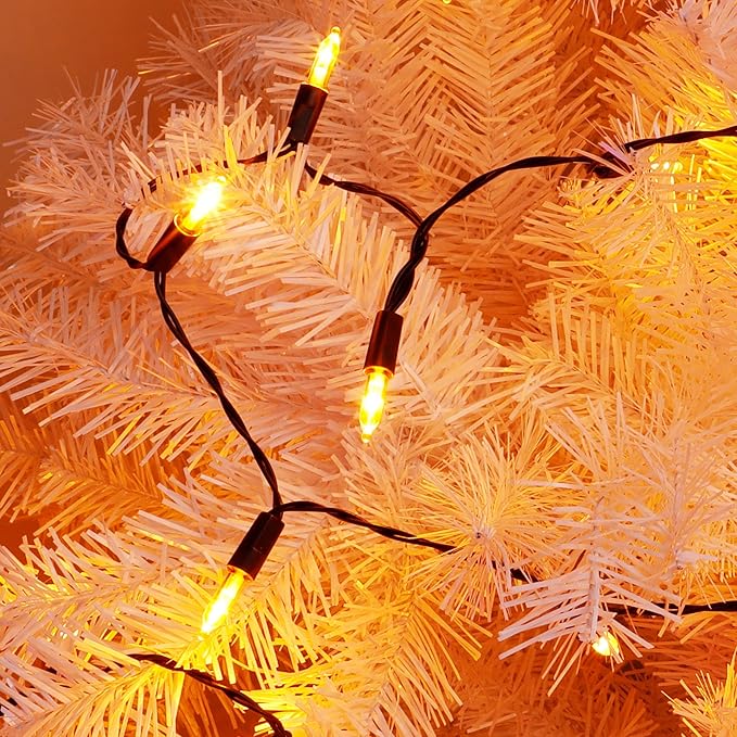 Blissun Halloween Lights: 50-Count Black Wire Mini String Lights with 8 Modes, 16 ft for Decorations (1 Pack, Orange)