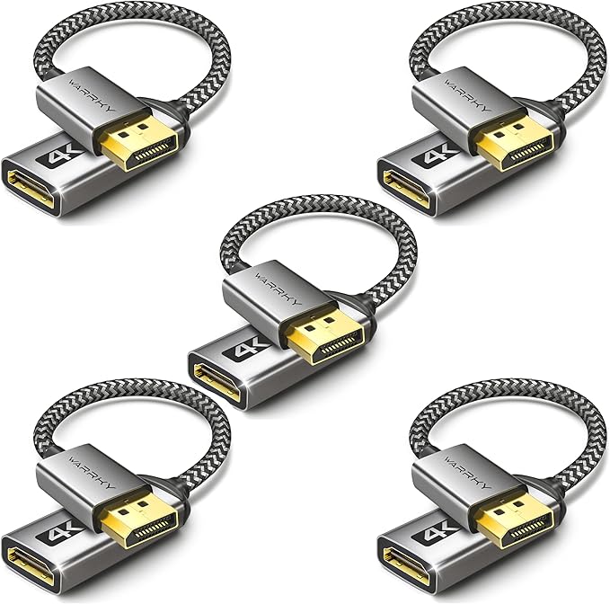 Warrky 4K DisplayPort to HDMI Adapter 5 Pack,[Metal Case, Gold-Plated Pins] Uni-Directional Display Port (DP) to HDMI Monitor Converter 1080P@120Hz Compatible for HP, AMD, NVIDIA. Male to Female.